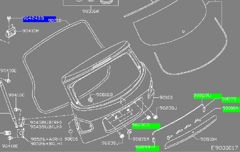 Montagesatz Heckklappgriff Leiste Nissan Qashqai J10